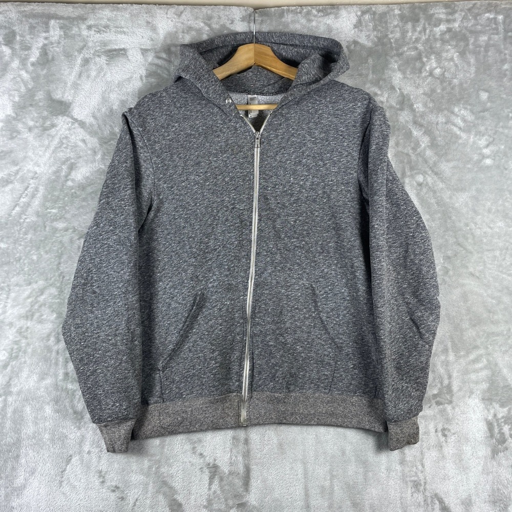 American Apparel Hoodie Men M Gray Full Zip Fleece Sweatshirt Made in USA